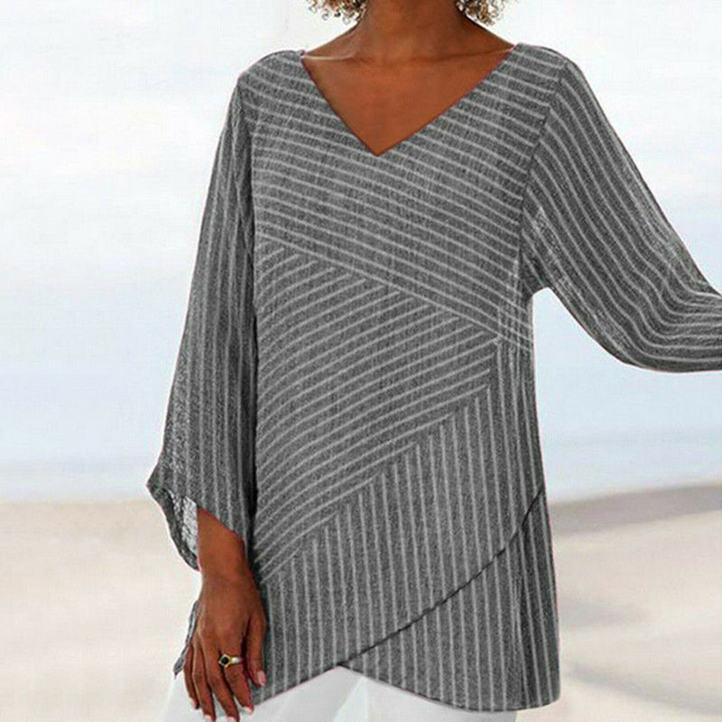 Nuria™ Top de Rayas Drapadas