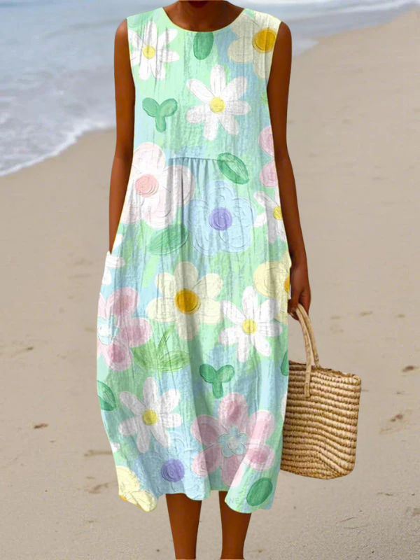 Carla™ Vestido Midi Flor de Pastel