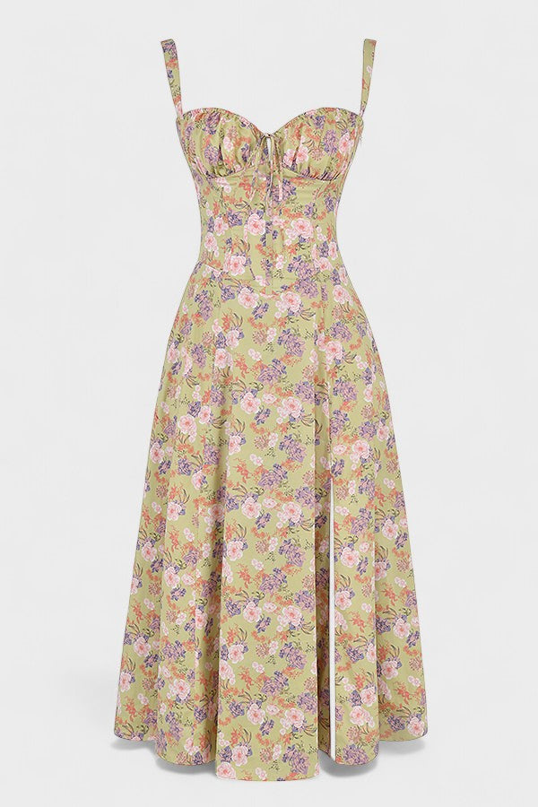 Carolina - Vestido Floral com Corpete Ajustado