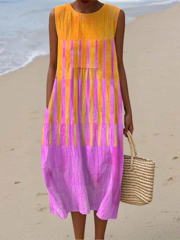 María™ Vestido Midi Rayas al Atardecer