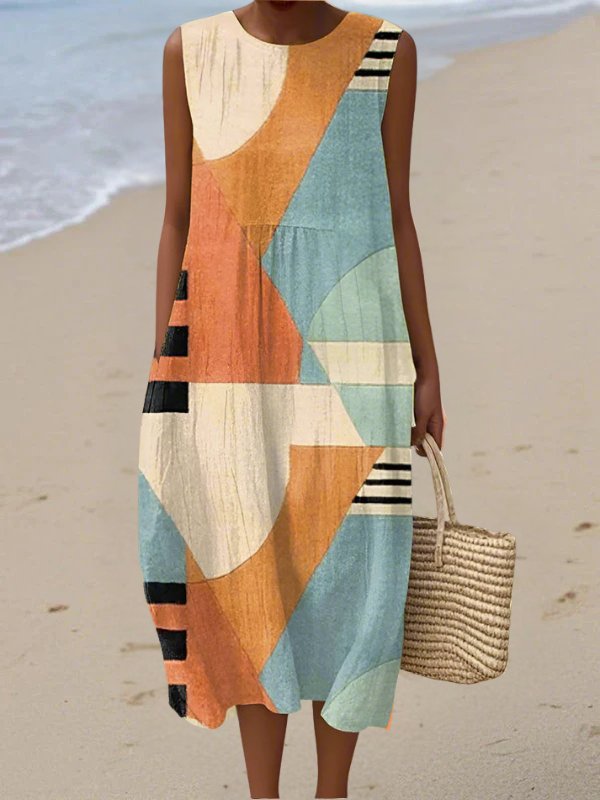 Sara™ Vestido Midi Geométrico
