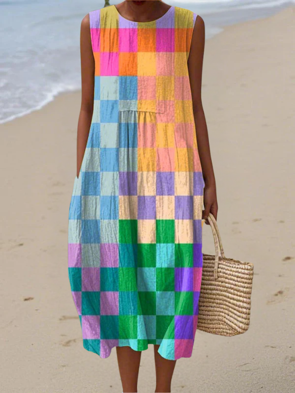 Ana™ Vestido Midi a Cuadros