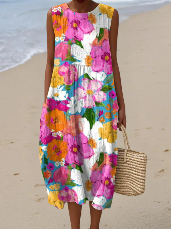 Gabriela™ Vestido Midi Floral Vibrante