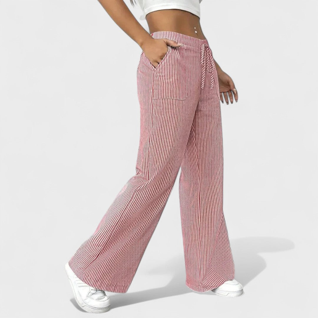 Maria - Calças largas confortáveis com detalhes elegantes