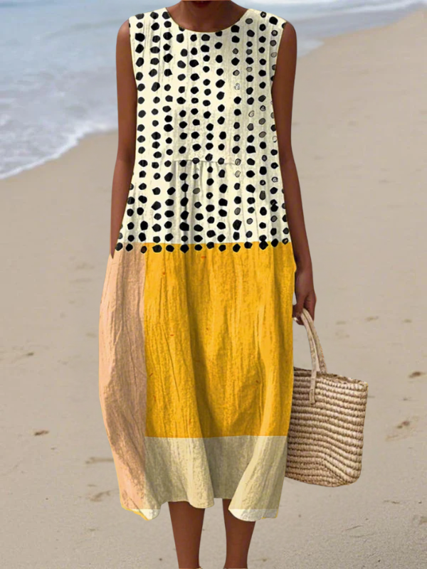 Vestido Midi Colorblock con Lunares Susana™