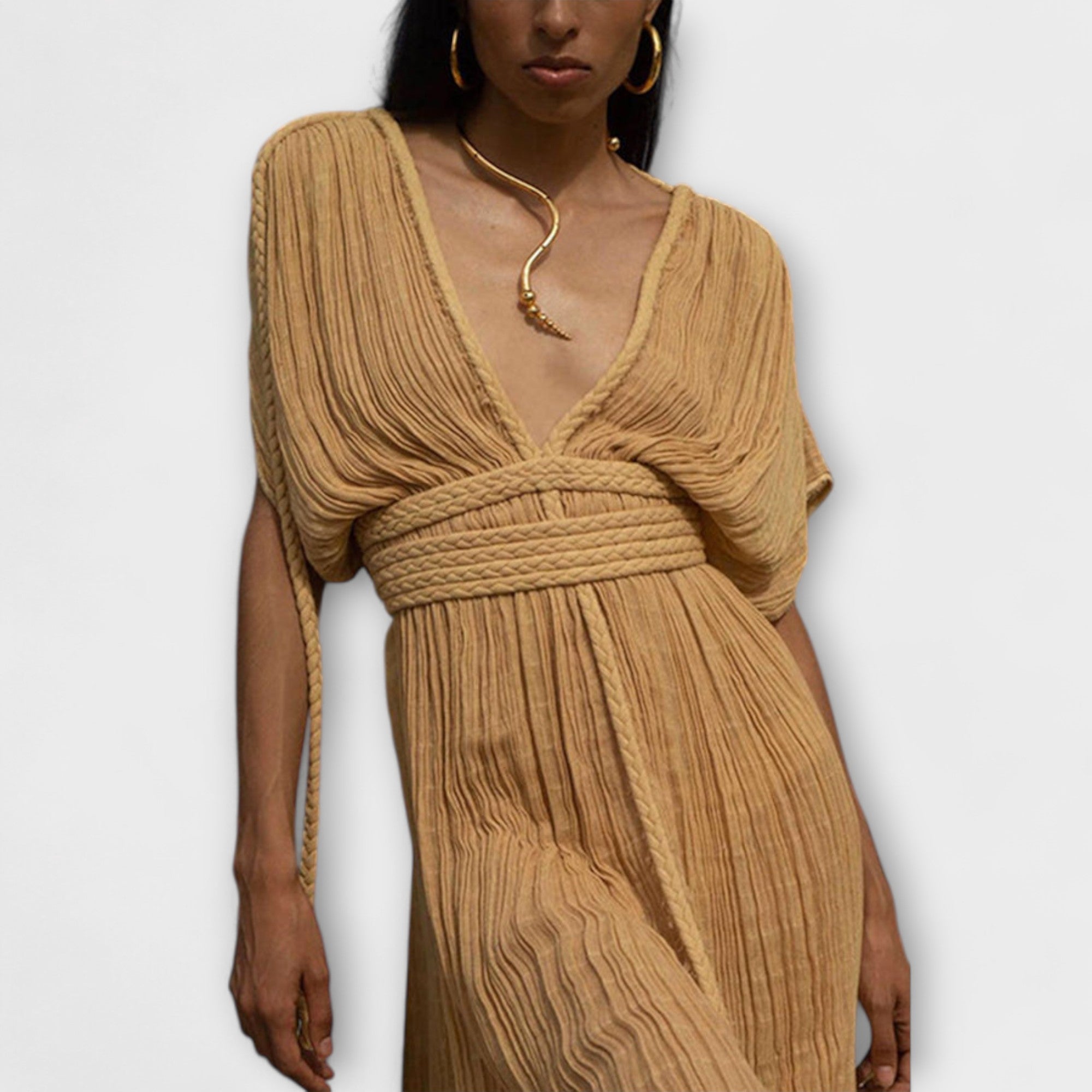 Bruna - Vestido maxi kimono em estilo grego