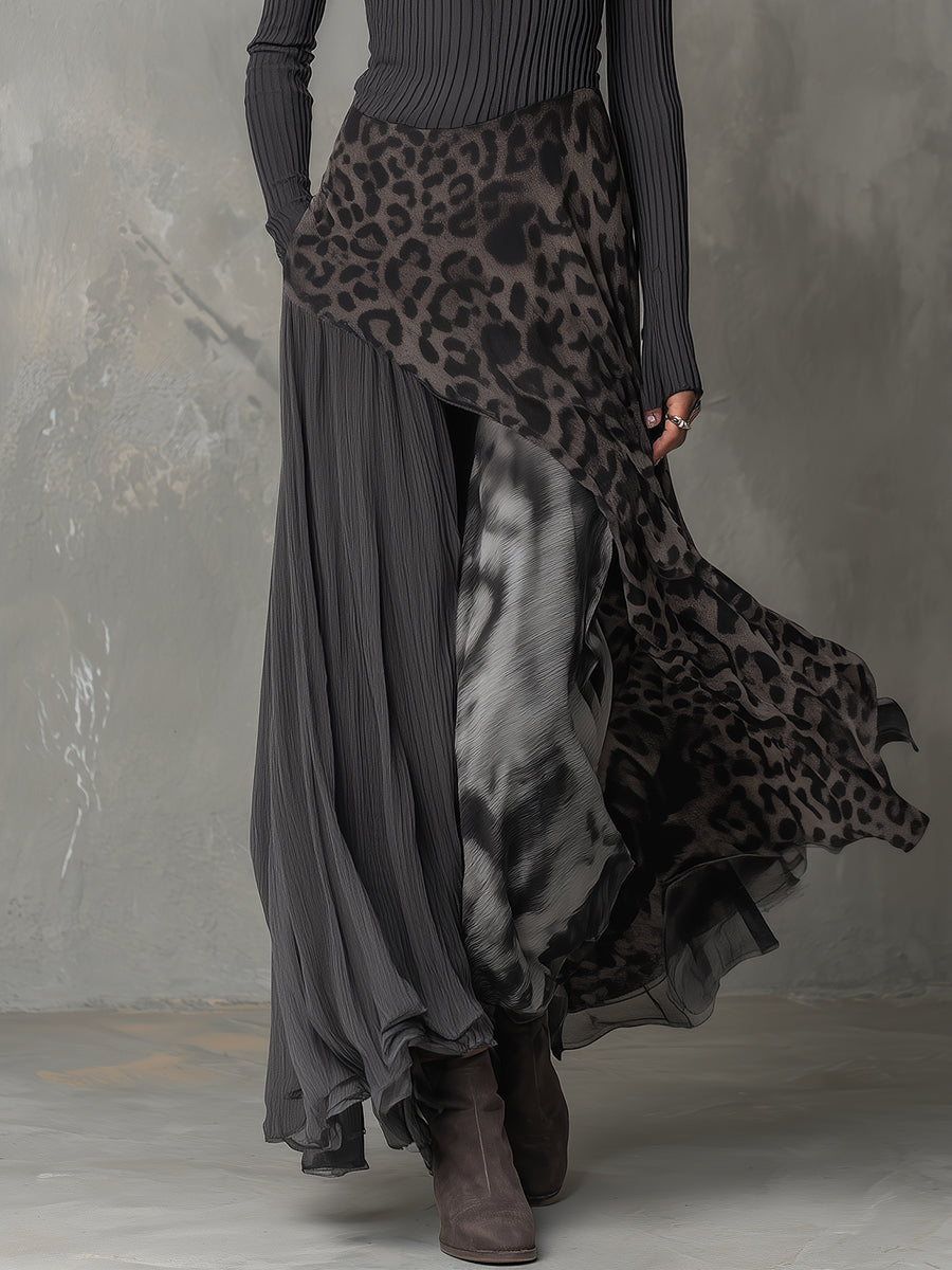 Victoria | Vestido maxi bohemio con estampado leopardo
