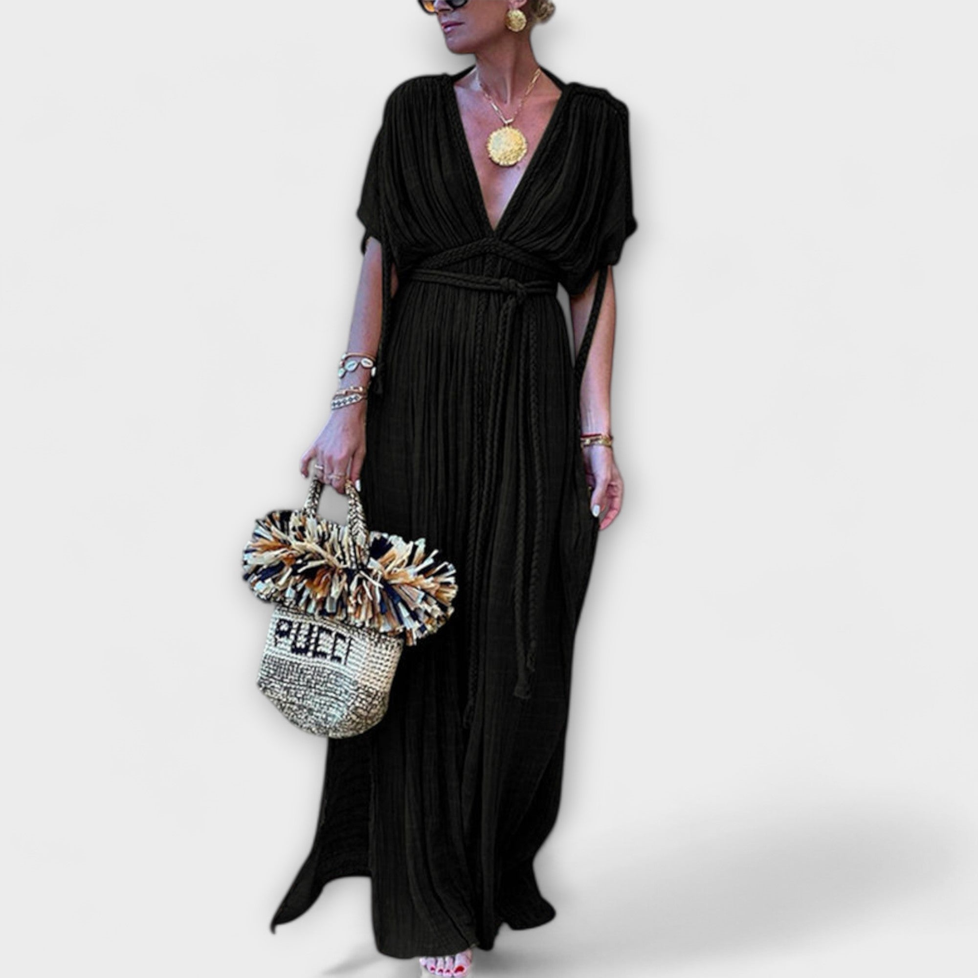 Bruna - Vestido maxi kimono em estilo grego