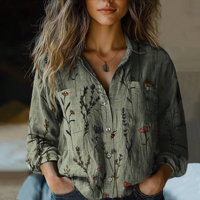 Blusa con stampado floral vintage