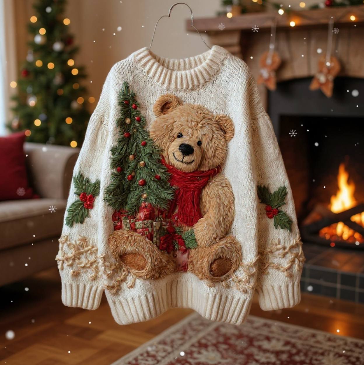 HOLLY | JERSEY NAVIDEÑO DE PUNTO CON OSITO EN 3D