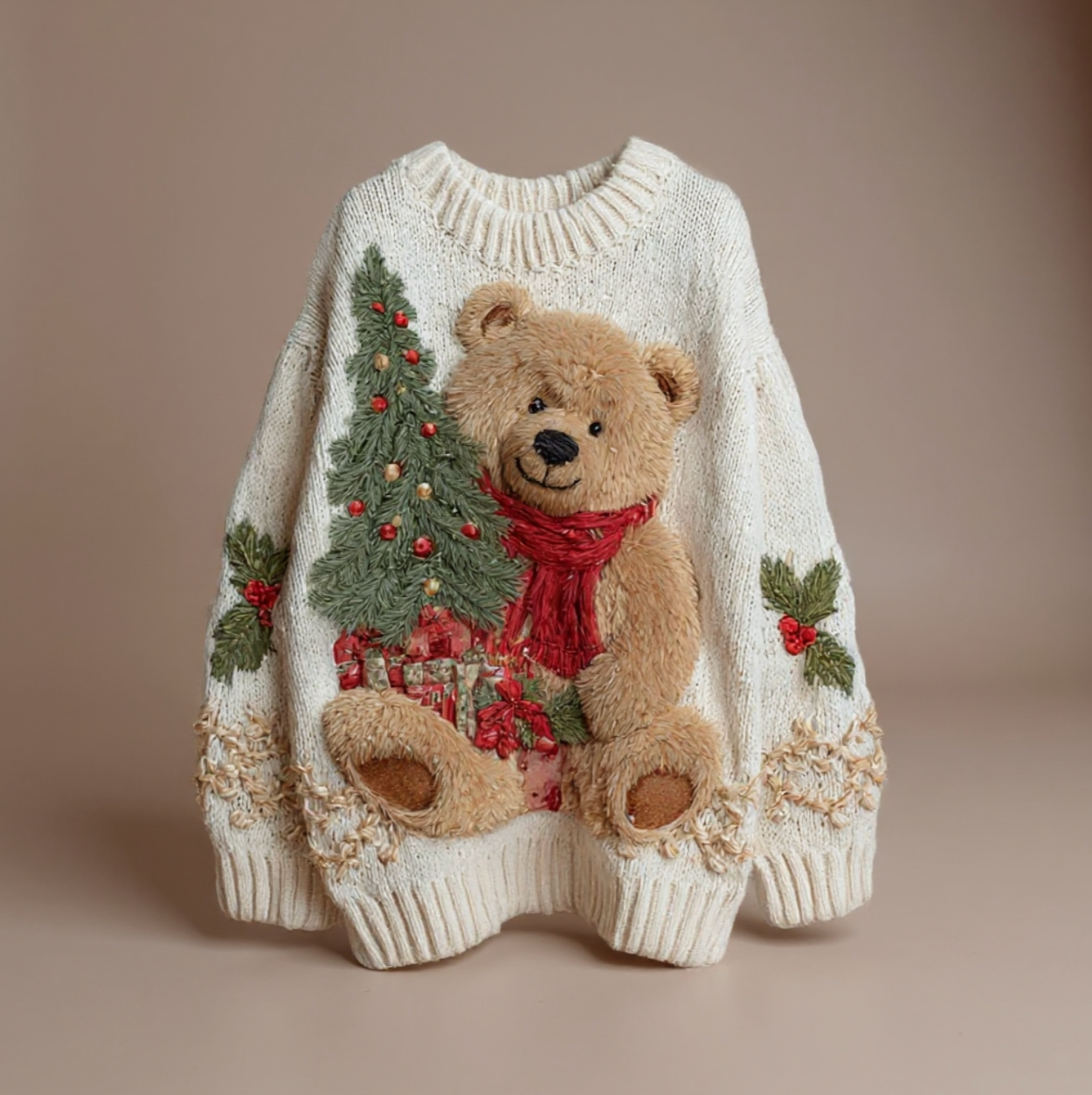 HOLLY | JERSEY NAVIDEÑO DE PUNTO CON OSITO EN 3D
