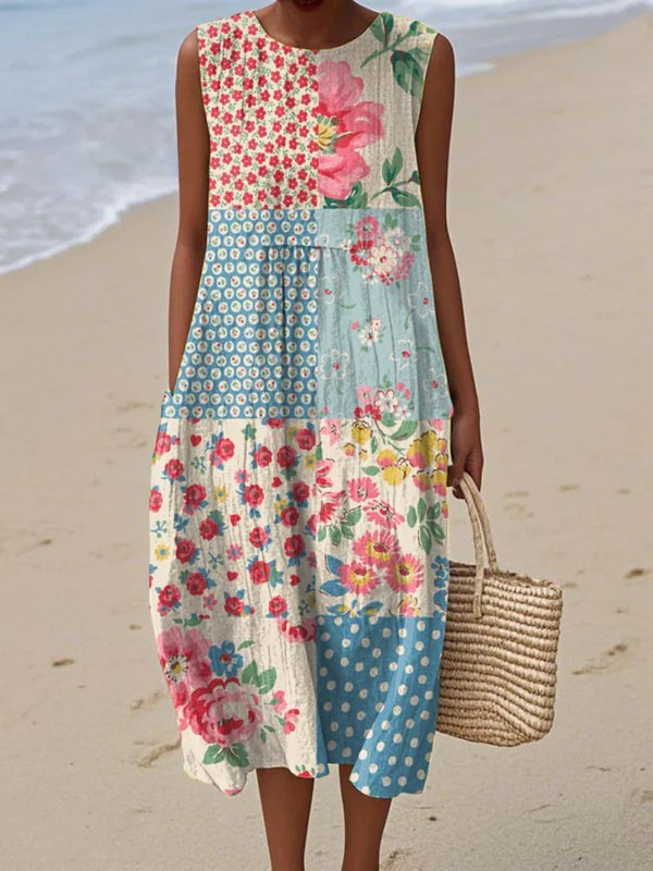 Vestido Midi Patchwork Marina™