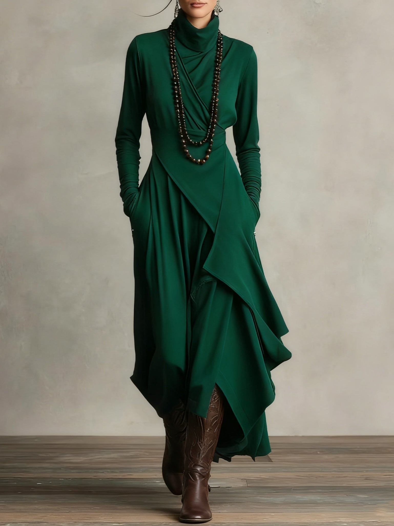 Catalina | Vestido Maxi de Cuello Alto