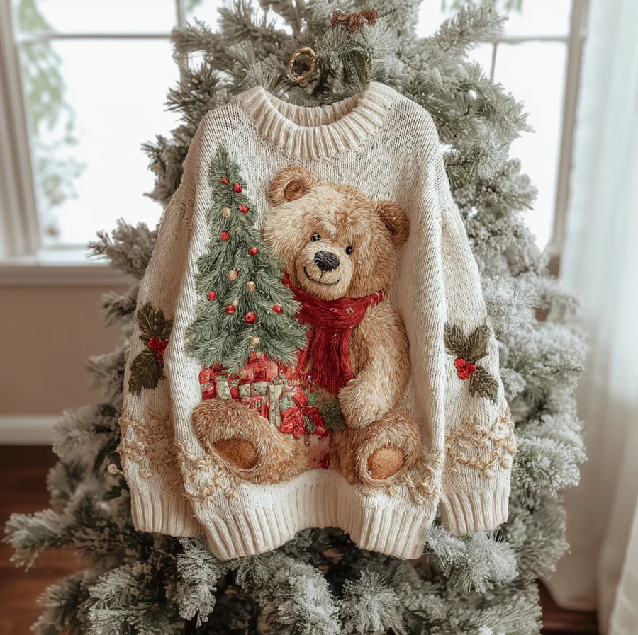HOLLY | JERSEY NAVIDEÑO DE PUNTO CON OSITO EN 3D