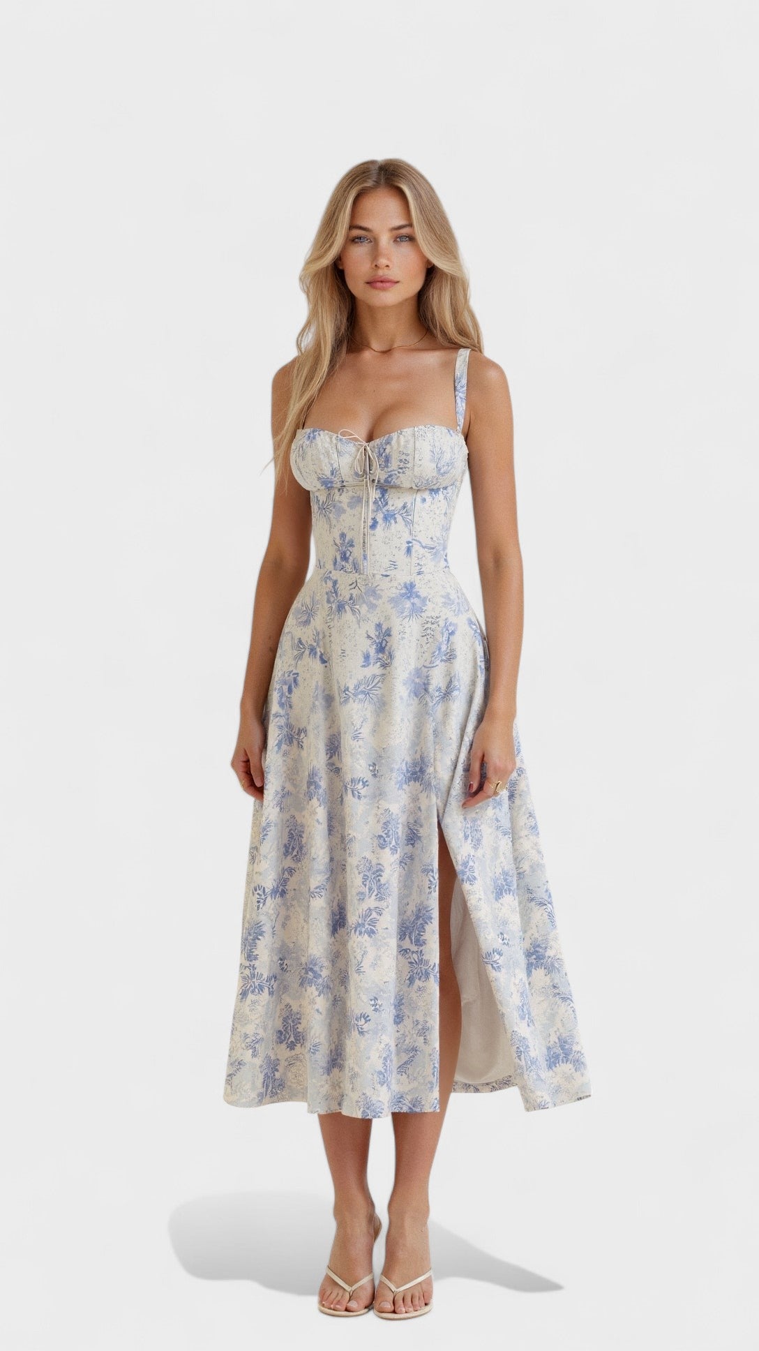 Carolina - Vestido Floral com Corpete Ajustado