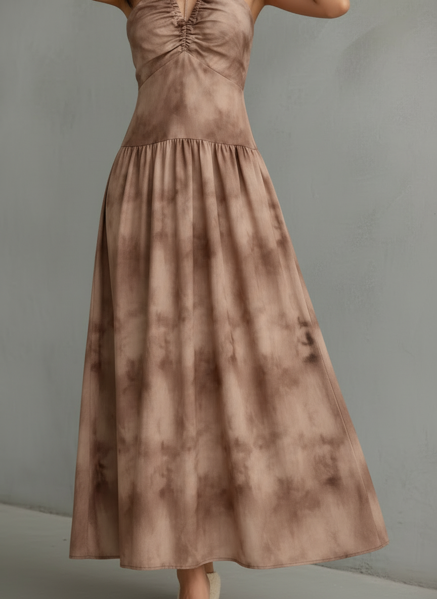 Sara · Vestido maxi floral con hombros descubiertos